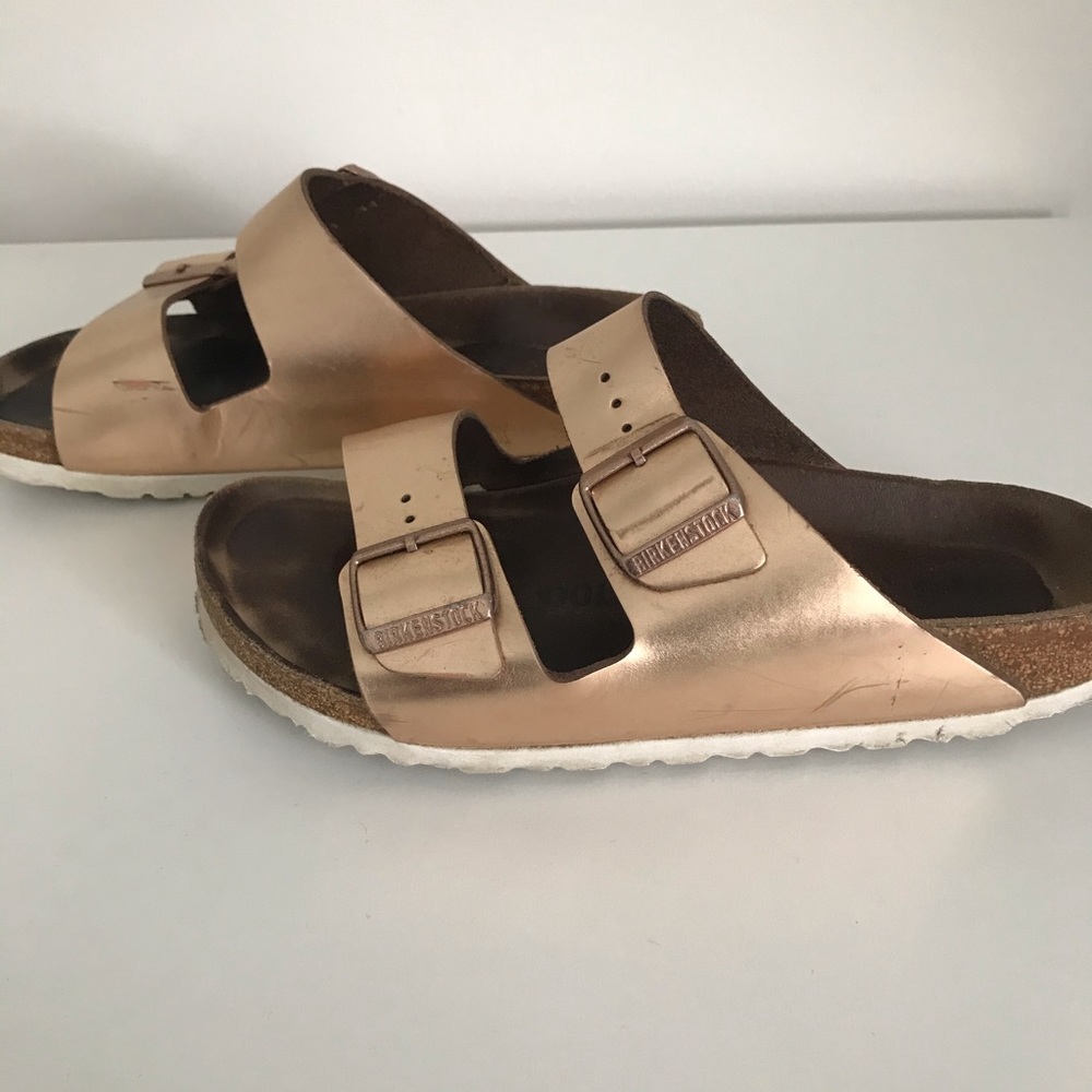 Birkenstock Rose Gold Soft Sole Arizona Sandals